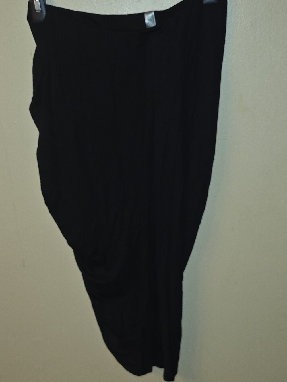 Simlu Women's Black Solid Ruched Pull-On Midi Straight Pencil Skirt Black midi